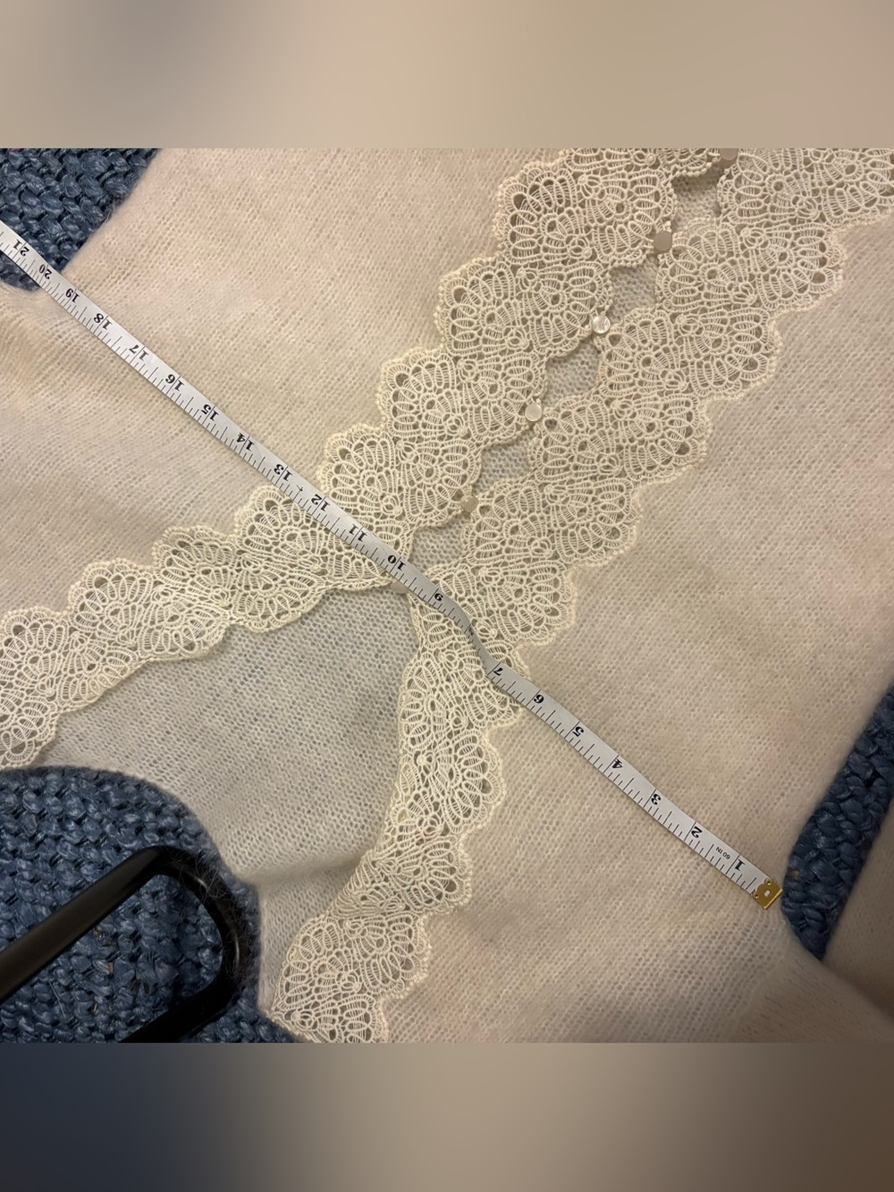 Sezane Astride Jumper Wool Sweater Lace Feminine Cream White Size M/L REVERSIBLE - Picture 4 of 9